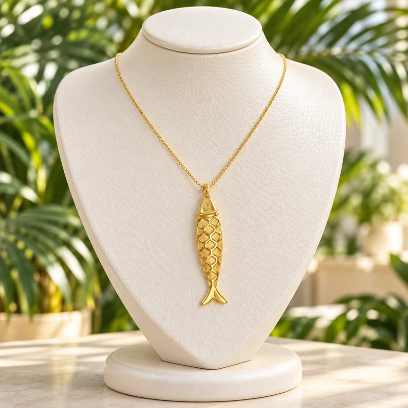 Collier Houta Dorée – Pendentif Poisson-1
