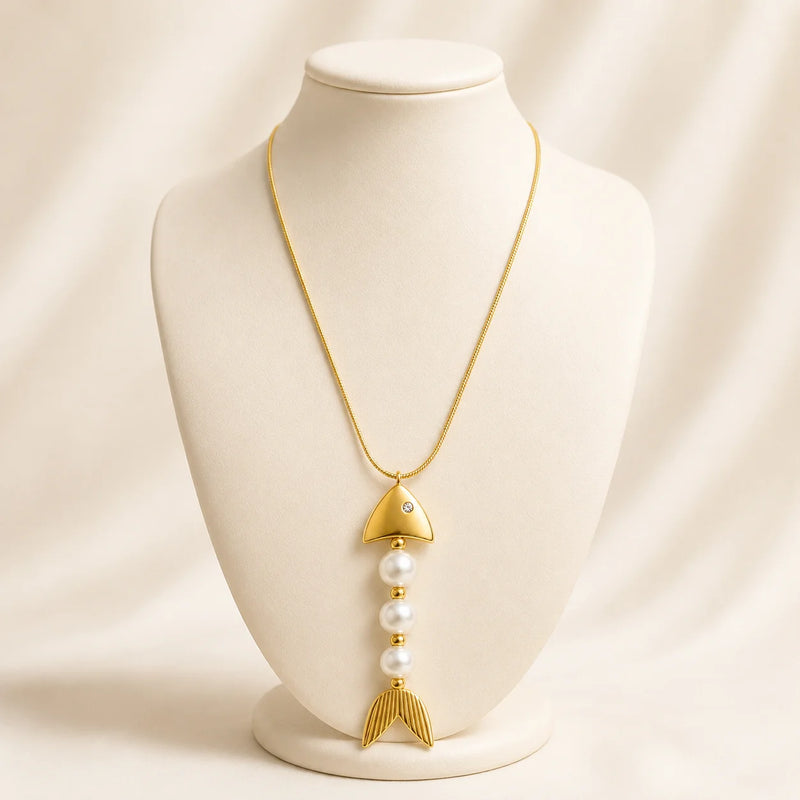 Collier Houta Perlé - Acier Inoxydable Doré-2