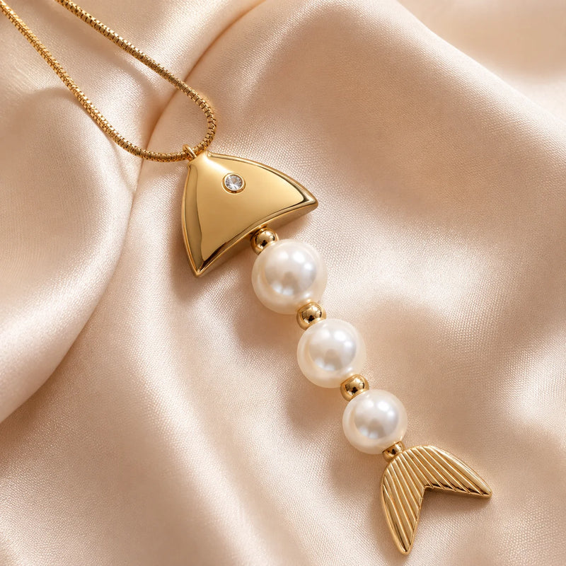 Collier Houta Perlé - Acier Inoxydable Doré-4