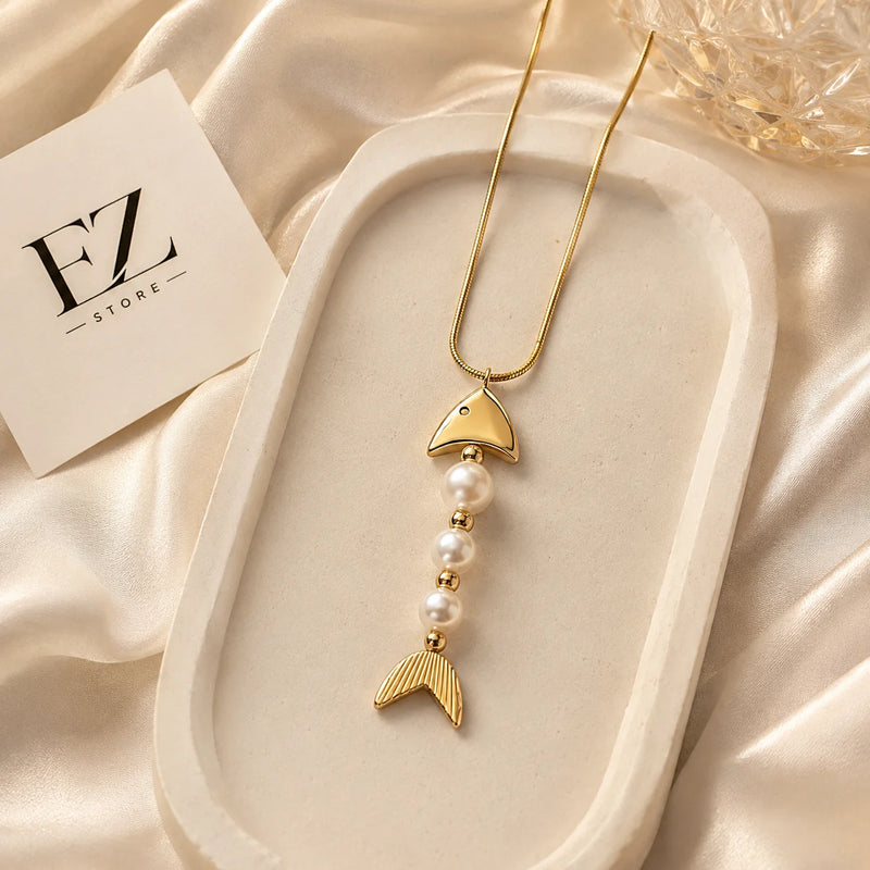 Collier Houta Perlé - Acier Inoxydable Doré-5