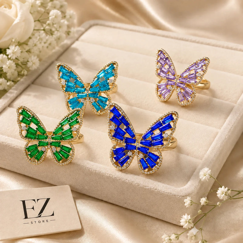 Bague Papillon Ajustable - Acier Inoxydable-6