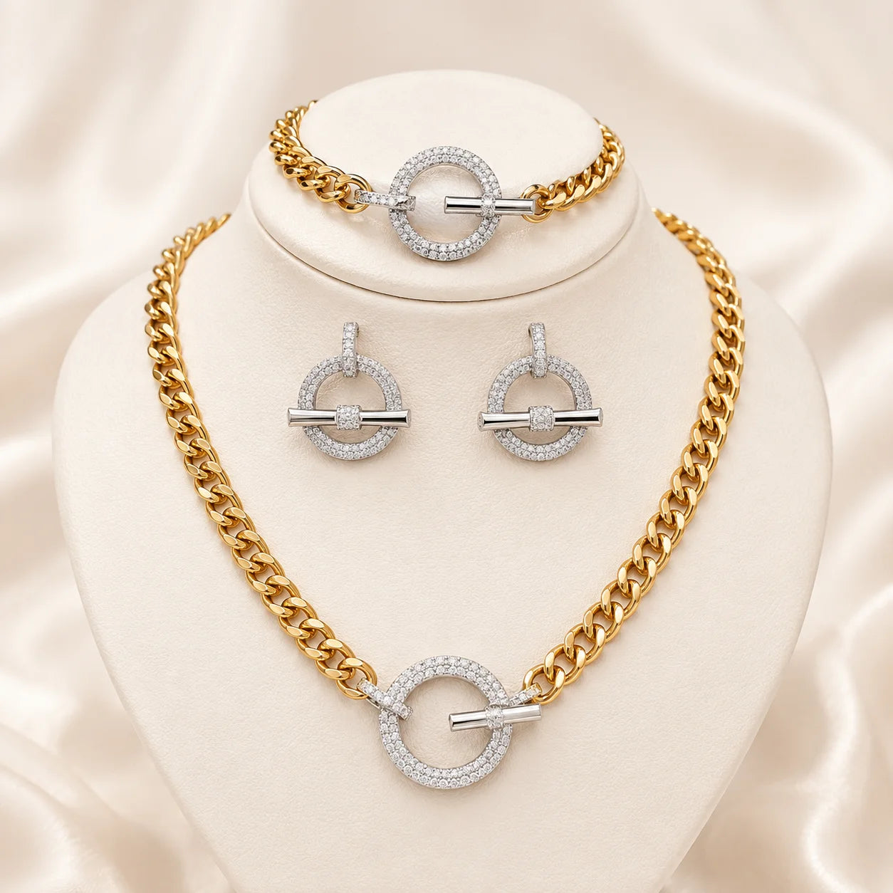 Parure Style Cartier 3 Pièces - Acier Inoxydable Bicolore-1