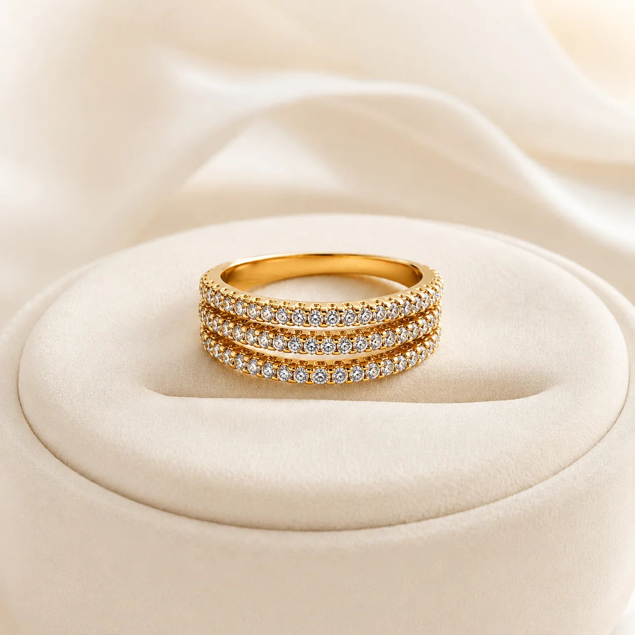 Bague Triple Brillante - Acier Inoxydable
