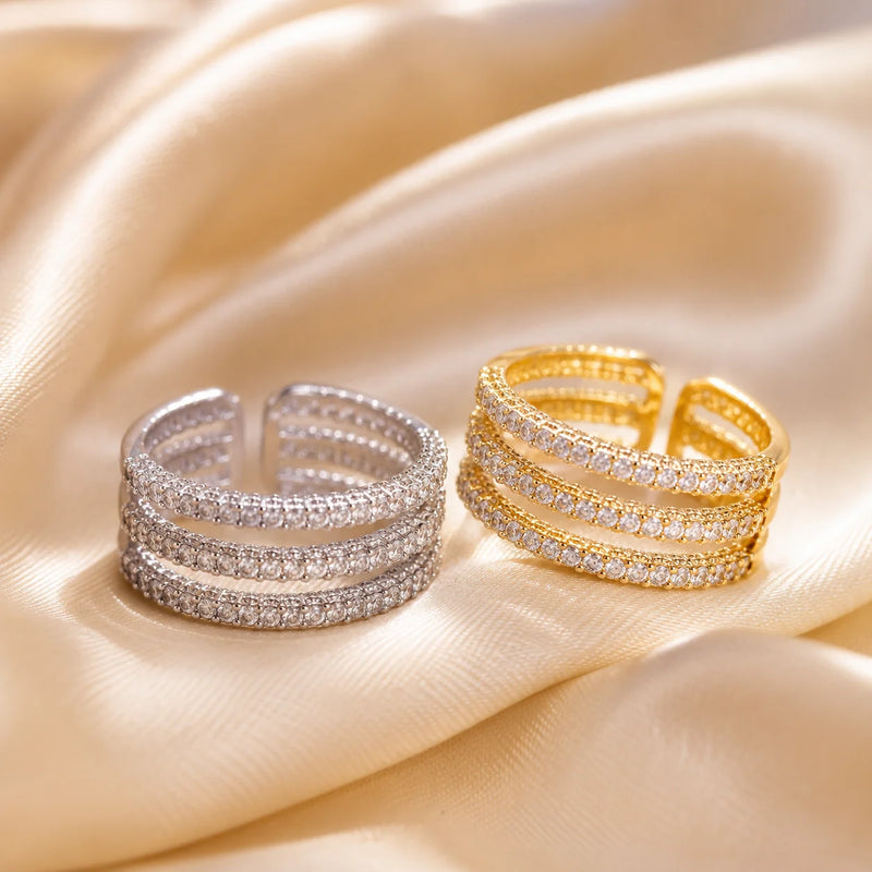 Bague Triple Brillante - Acier Inoxydable-4