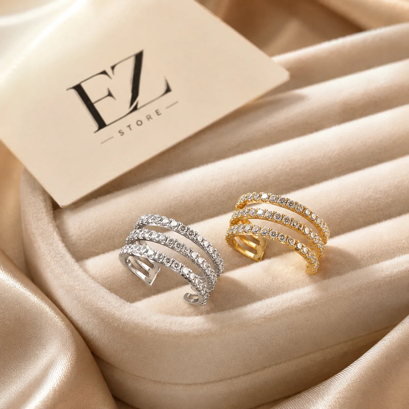 Bague Triple Brillante - Acier Inoxydable-5