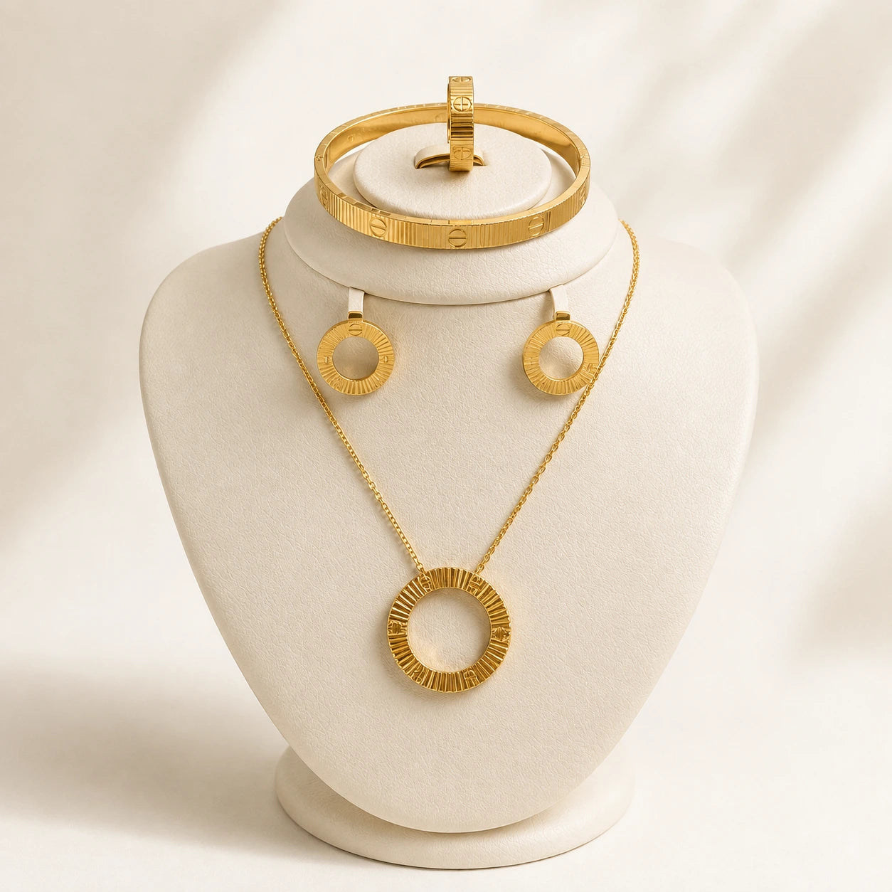 Parure Style Cartier 4 Pièces - Acier Inoxydable Doré