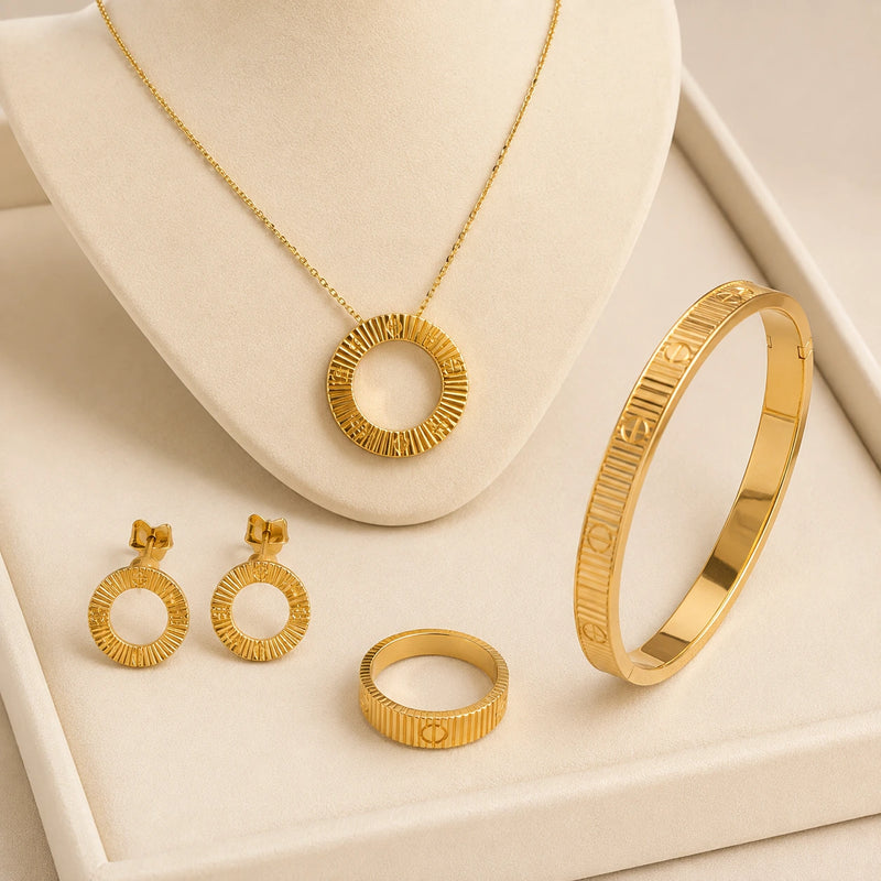 Parure Style Cartier 4 Pièces - Acier Inoxydable Doré-4