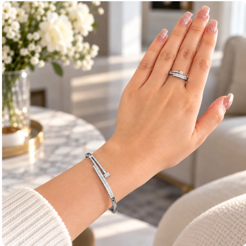 Set Clou – Gourmette & Bague en Acier Inoxydable Doré-3
