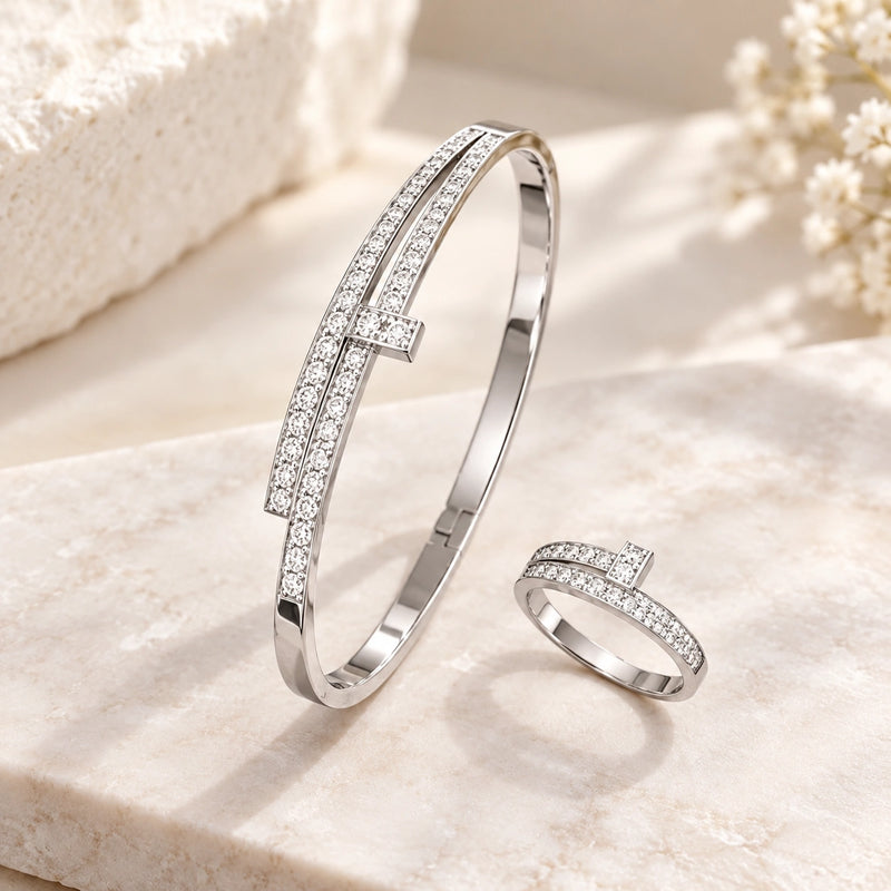 Set Clou – Gourmette & Bague en Acier Inoxydable Doré-4
