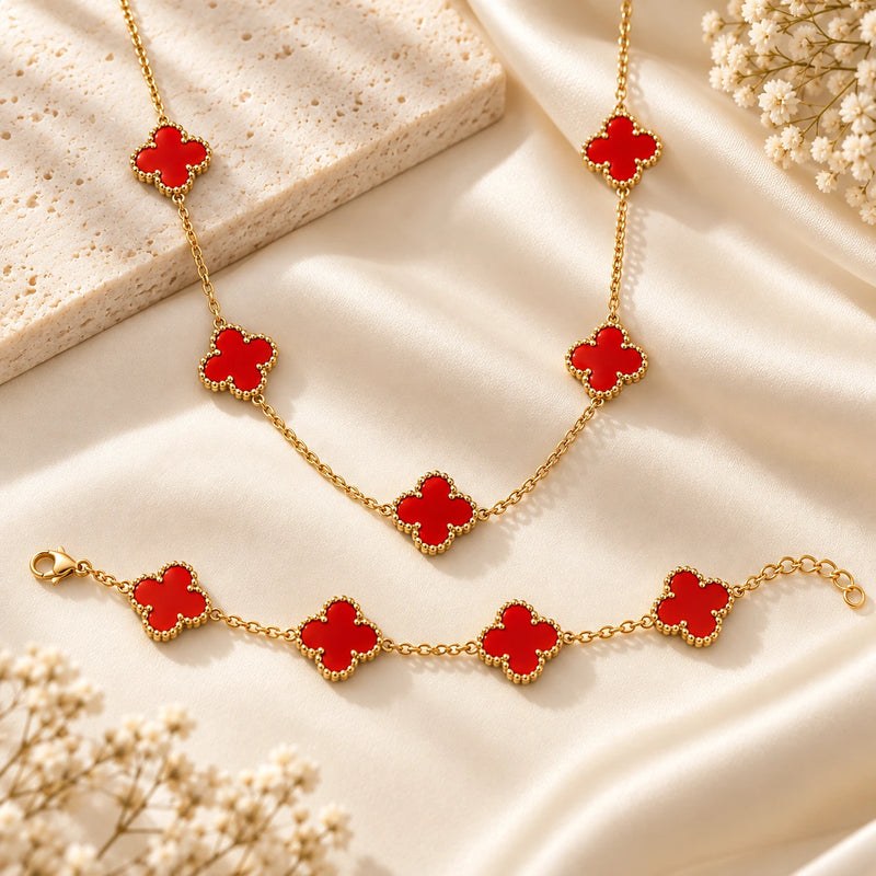 Parure Rouge Élégance – Collier & Bracelet-3