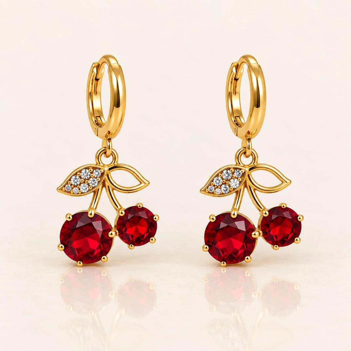 Parure Cerise – Collier & Boucles d’Oreilles en Acier Inoxydable