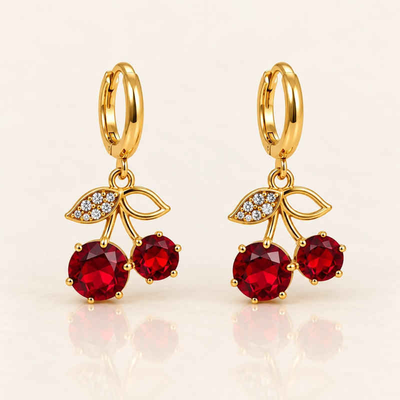 Parure Cerise – Collier & Boucles d’Oreilles en Acier Inoxydable-2